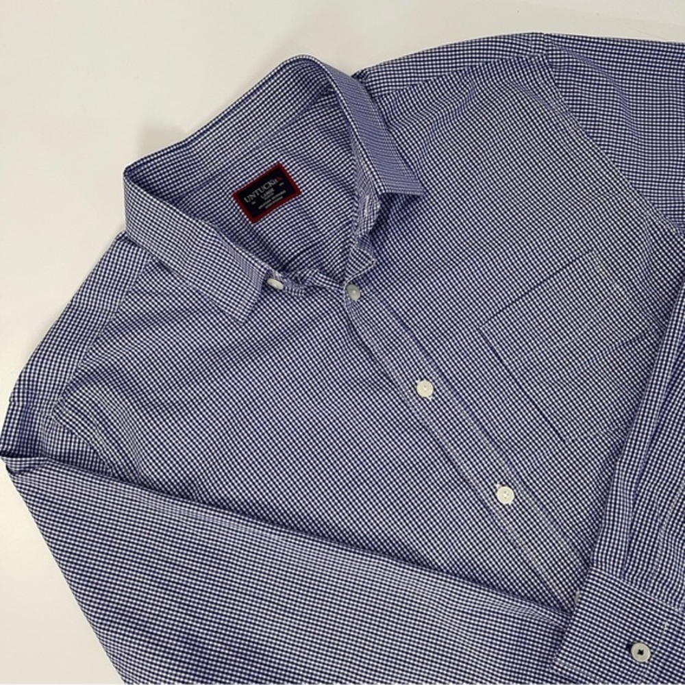 UnTUCKit Mens Dress Shirt Slim Fit White and Purple Checked Pattern‎ Size Large